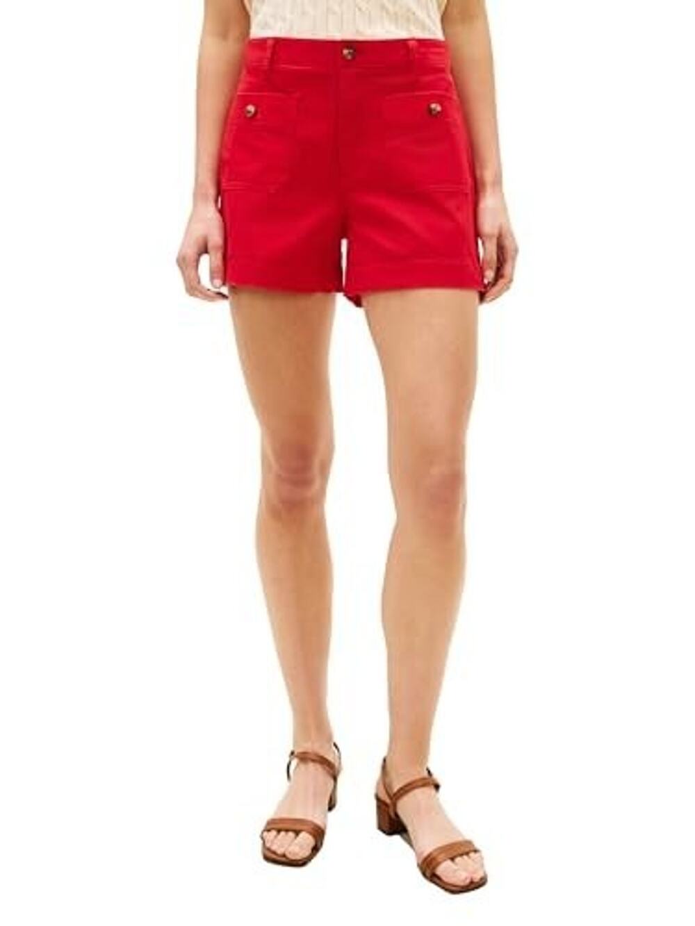 Tommy Hilfiger Women's Twill Patch Pocket 3.5" Shorts Red Size 12 3753